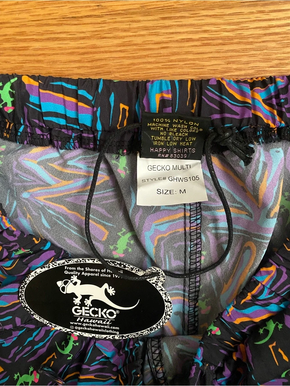Y2K 90s Reissue Gecko Hawaii The Iconic Multi Stripe Volleys Swim Trunks Medium